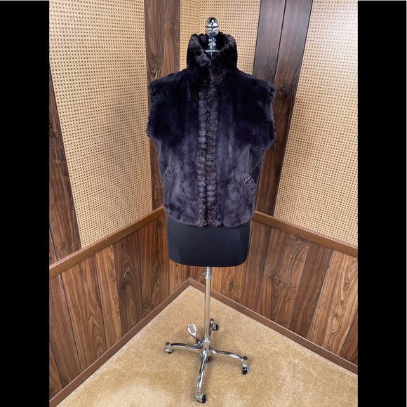 MUSI Made In Canada Black Sheared Beaver Fur Vest Jacket Coat